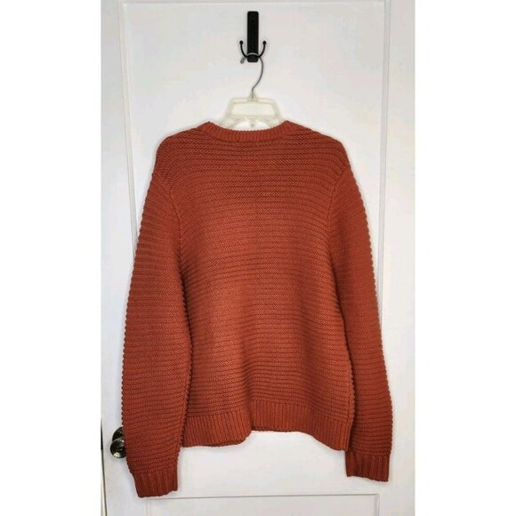 UPWEST WEEKEND CREWNECK MEN'S SWEATER Orange Ribbed Chunky Knit Size Large - Picture 2 of 4